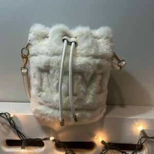 SHEIN Cream Faux Fur Mini Crossbody Bag